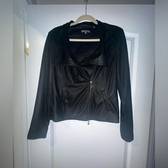Vince Suede Leather fitted Jacket Coat in Black - Size M EXCELLENT CONDITION - Picture 10 of 16
